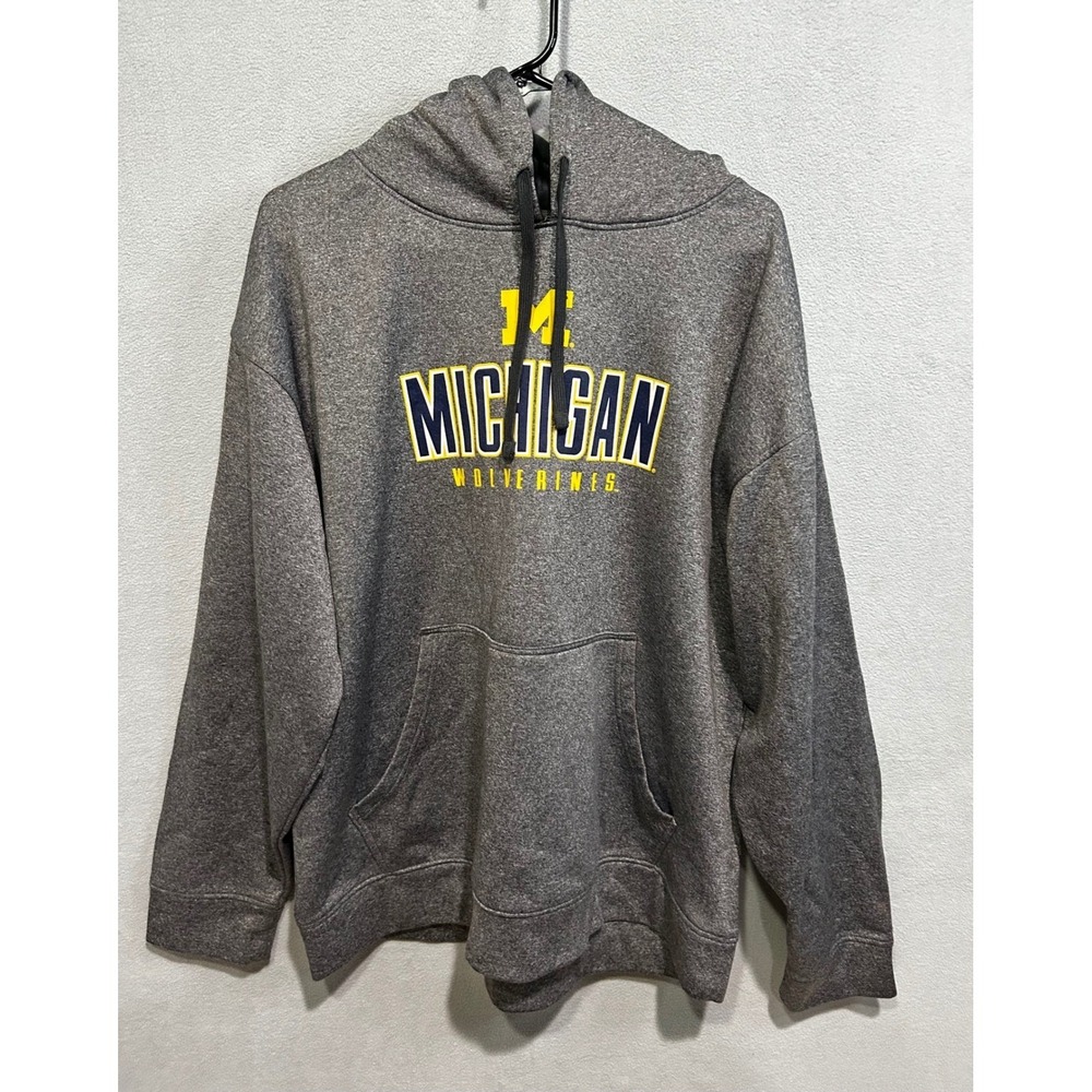 Champion Michigan Wolverines Mens XL Gray Hoodie NCAA Pullover Sweatshirt